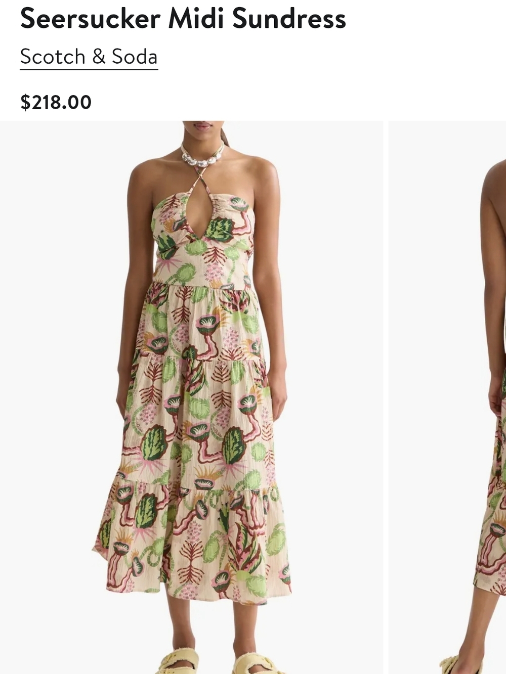 Scotch & Soda Keyhole Halter Stretch Cotton Seersucker Midi Sundress